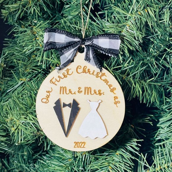 Our First Christmas as Mr. & Mrs. - Newlywed Ornament - Christmas Ornament - 1st - Picture 2 of 2